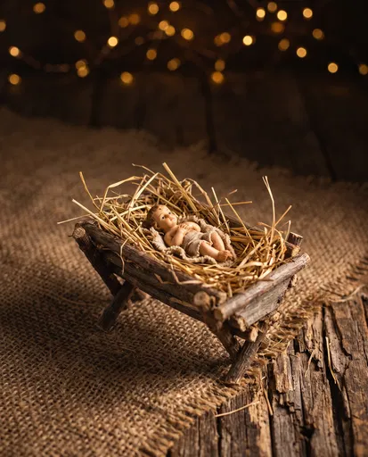 Miniature Nativity Manger With Baby Jesus