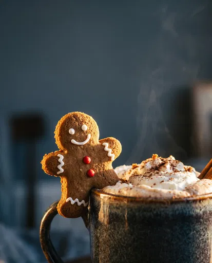 Gingerbread Man Cookie on Ceramic Mug