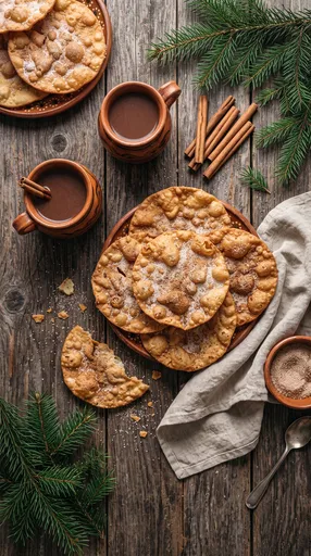 Mexican Buñuelos and Hot Chocolate Flat Lay