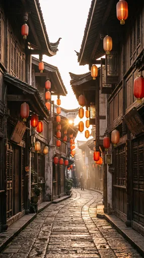 Ancient Chinese Alleyway with Glowing Lanterns