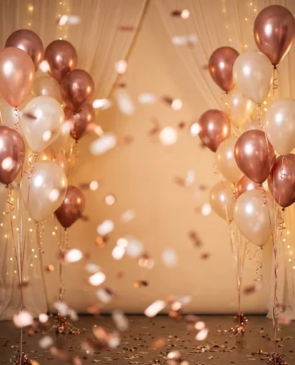 Rose Gold and Ivory Party Balloons Backdrop