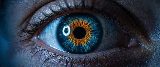 Macro Close-Up of Blue and Gold Eye