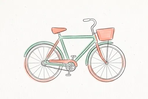 Pastel Hand-Drawn Classic Bicycle Illustration