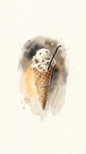 Watercolor Vanilla Chestnut Ice Cream Cone