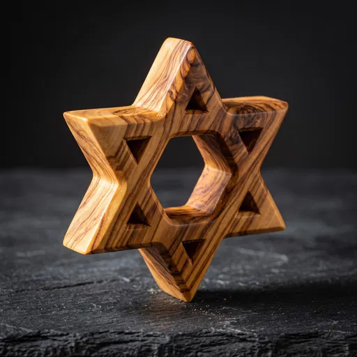 Olive Wood Star of David on Slate