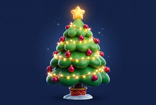 3D Glossy Christmas Tree Icon