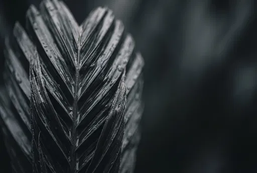 Moody Dark Wet Palm Frond Macro