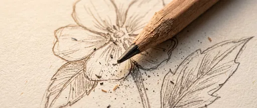 Wooden Pencil Tip on Wildflower Sketch