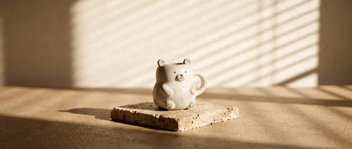 Ceramic Bear Mug on Travertine Coaster