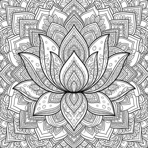 Intricate Sacred Lotus Mandala Coloring Page
