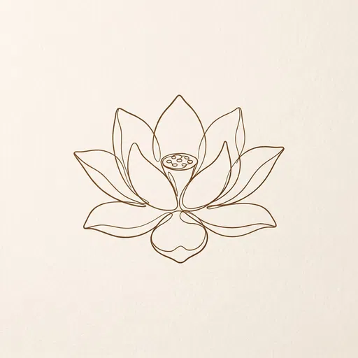 Minimalist Continuous Line Lotus Flower Sketch