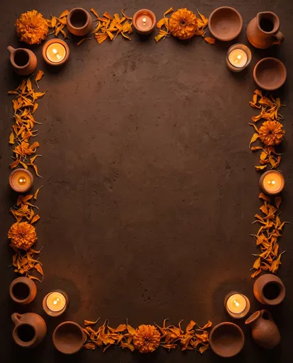 Marigold Petals Candles and Terracotta Frame