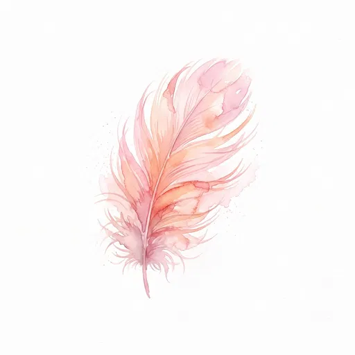 Pastel Pink Watercolor Flamingo Feather