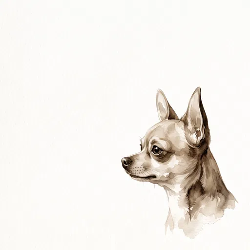 Sepia Watercolor Deer Head Chihuahua Profile