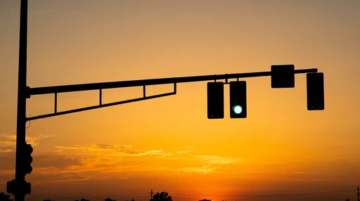 Traffic Light Silhouette at Sunset