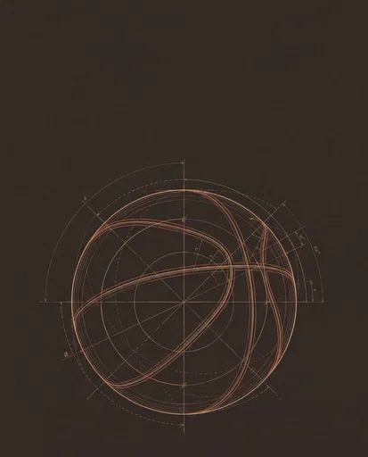 Geometric Construction Drawing of a Basketball