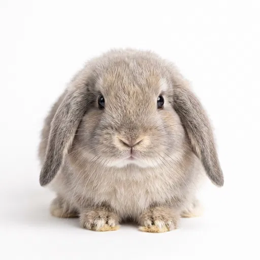 Studio Portrait of Gray Mini Lop Bunny