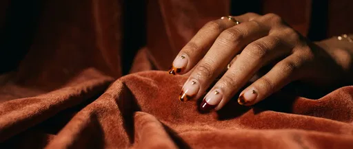 Tortoiseshell French Manicure on Terracotta Velvet