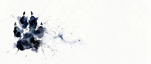 Indigo Watercolor Dog Paw Print Illustration