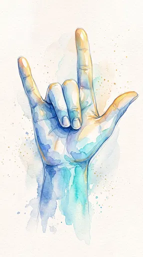 Watercolor Hand Making I Love You Sign