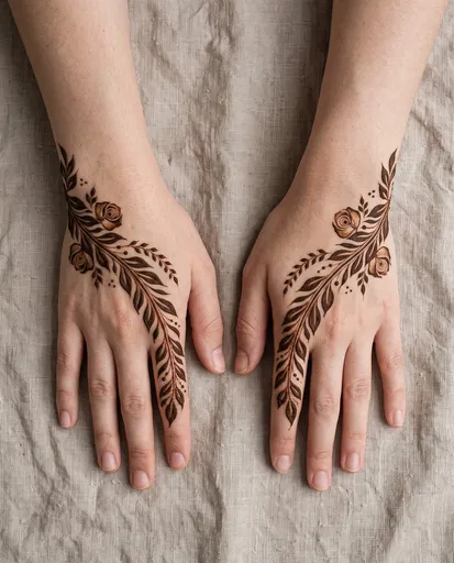 Minimalist Floral Mehndi On Two Hands