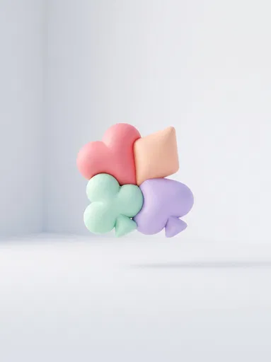 Plump Pastel 3D Playing Card Suits