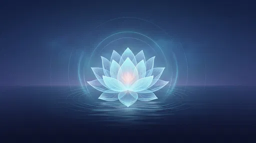 Glowing Translucent Lotus Over Calm Water