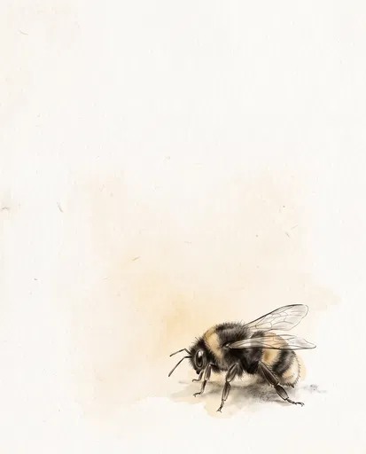 Minimalist Charcoal and Sepia Bumblebee Illustration