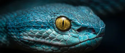 Blue Pit Viper Golden Eye Macro