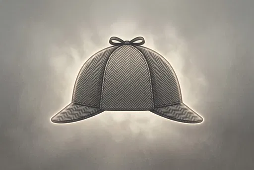Grey Herringbone Deerstalker Hat Illustration