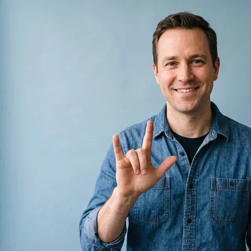 Smiling Man Signing I Love You