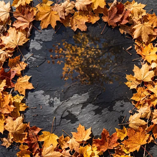 Autumn Maple Leaf Border on Slate