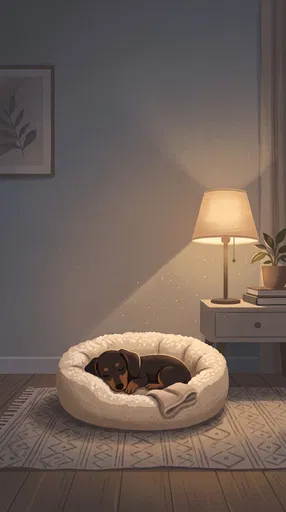 Sleeping Dachshund Puppy Under Warm Lamp Light
