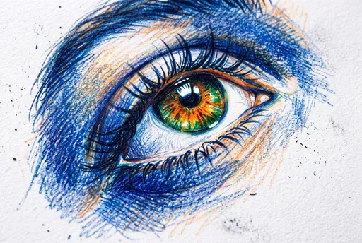 Vibrant Colored Pencil Eye Sketch