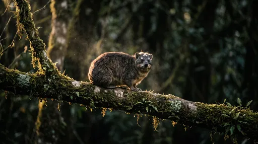 Tree Hyrax on Mossy Forest Branch