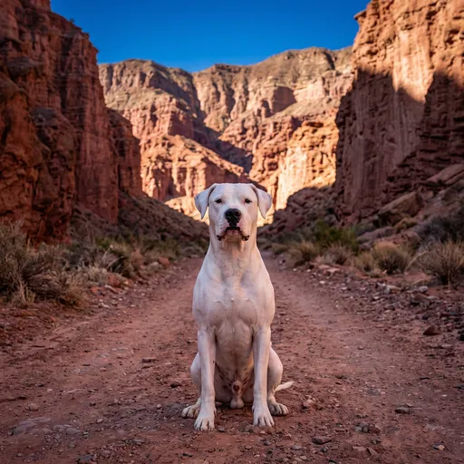 White Dogo Argentino in Red Canyon