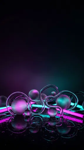 Neon Lit Frosted Spheres Phone Wallpaper