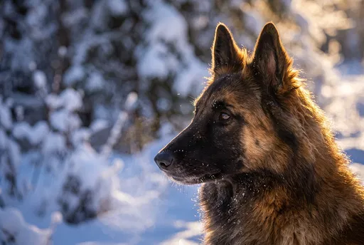 Belgian Tervuren Profile in Winter Sunlight