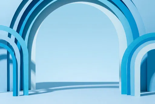 Layered Blue Paper Cut Arches Background