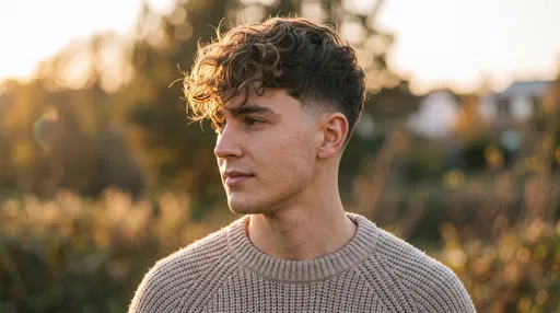 Young Man With Textured Fringe Outdoors