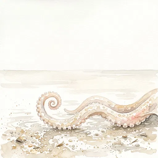 Watercolor Octopus Tentacles on Gravel
