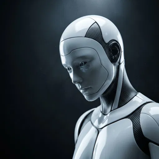 Sleek White Humanoid Android Portrait