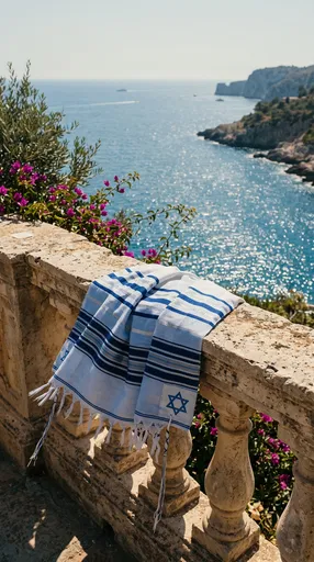 Tallit Prayer Shawl on Mediterranean Terrace