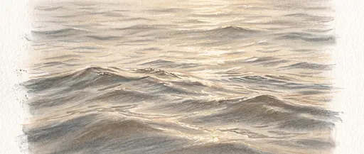 Pastel Drawing of Golden Ocean Ripples