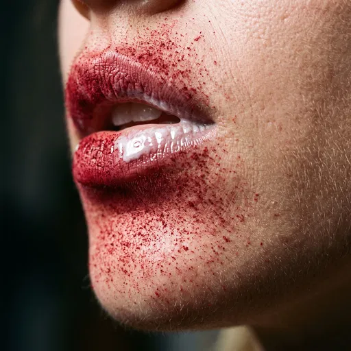 Macro Lips With Crimson Pigment Dust