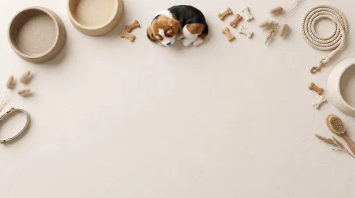 Minimalist Pet Accessories and Sleeping Beagle Flat Lay