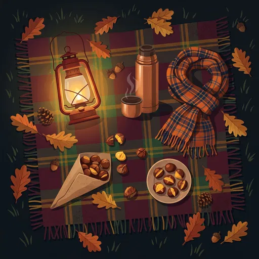 Cozy Autumn Night Picnic Illustration