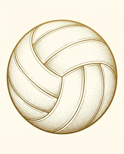 Sepia Stippled Volleyball Line Drawing