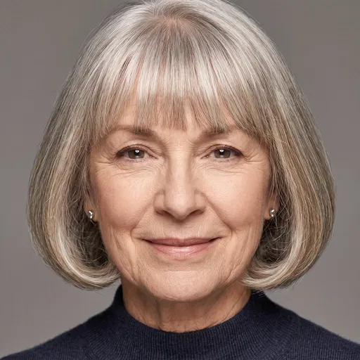 Studio Portrait of Senior Woman with Bob