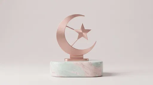 Rose Gold Crescent and Star Sculpture